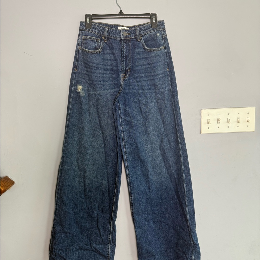 Hidden Blue Denim Wide-leg Jeans